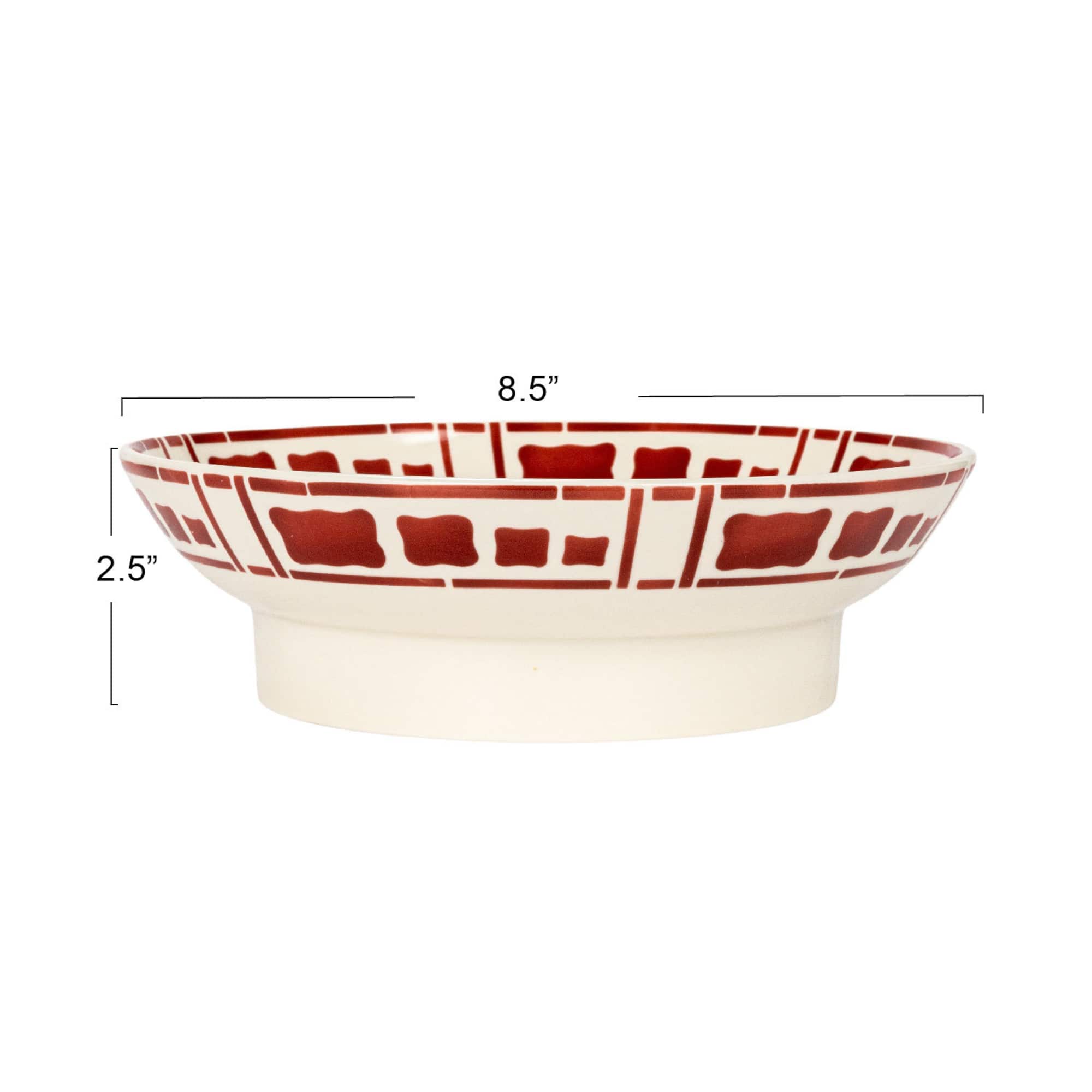 Hello Honey® 8.5" White & Rust Ceramic Footed Bowls, 2ct.